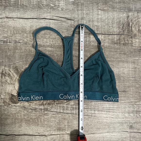 Calvin Klein Motive Cotton Lightly Lined Bralette Bra Women's M Emerald Green - Picture 3 of 6